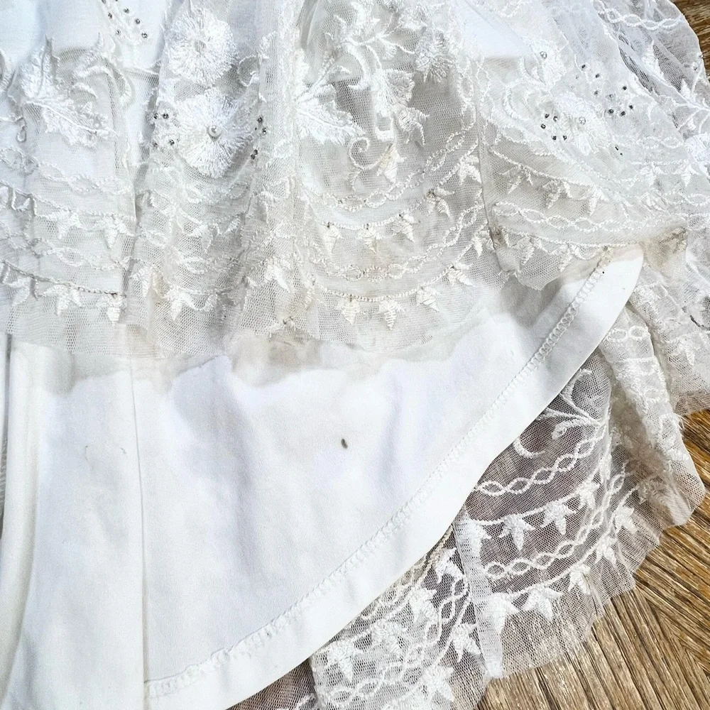 Lace open back train wedding dress bridal‎ gown sleeveless beaded embroidered - Picture 17 of 17